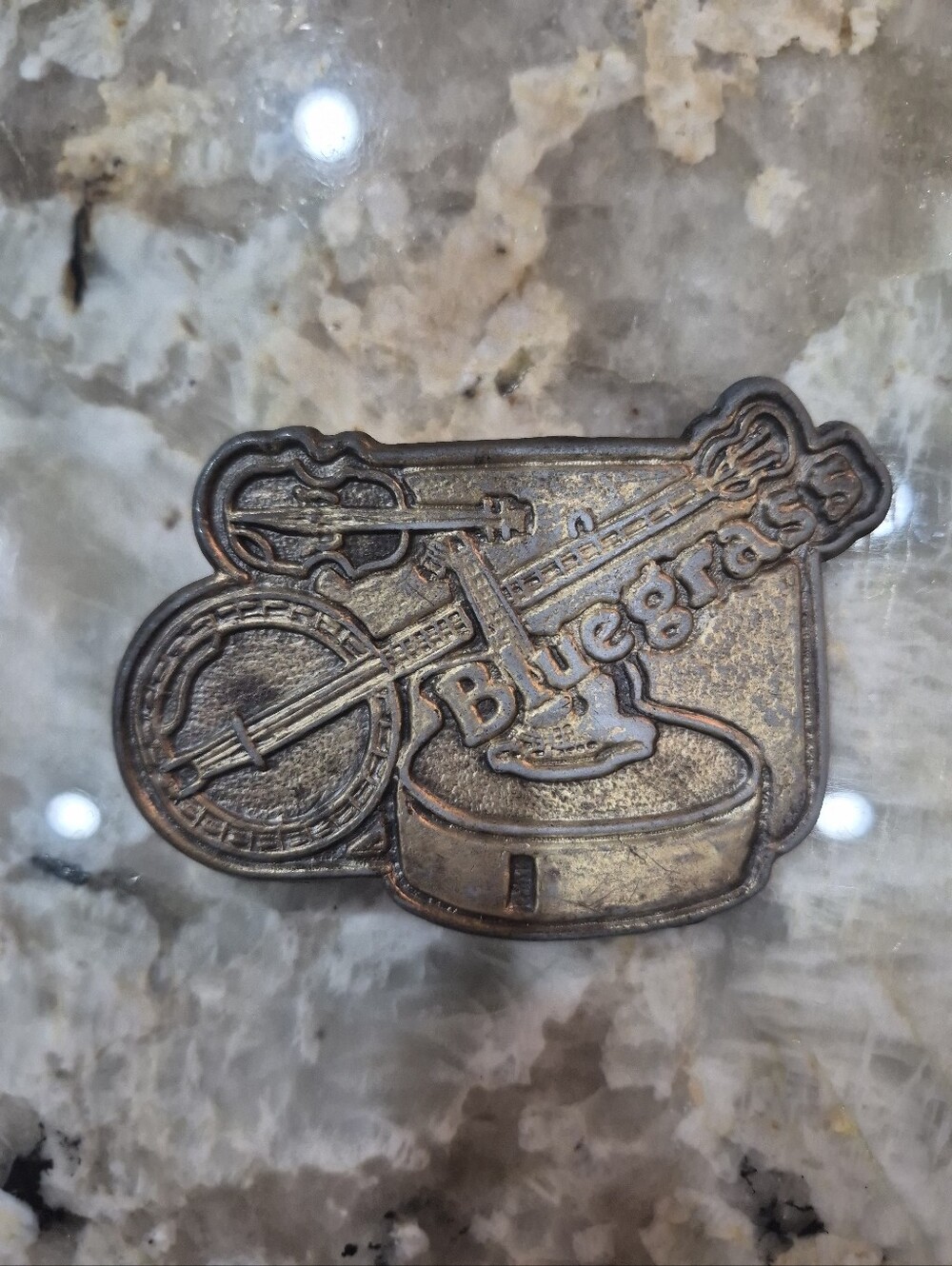 Vintage Bluegrass Music Fiddle Banjo Guitar Western Belt Buckle Dolly Style